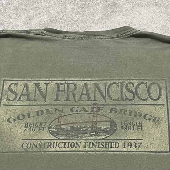 San Francisco T Shirt Mens XL Green Golden Gate Bridge Comfort Colors Tee - Picture 8 of 15